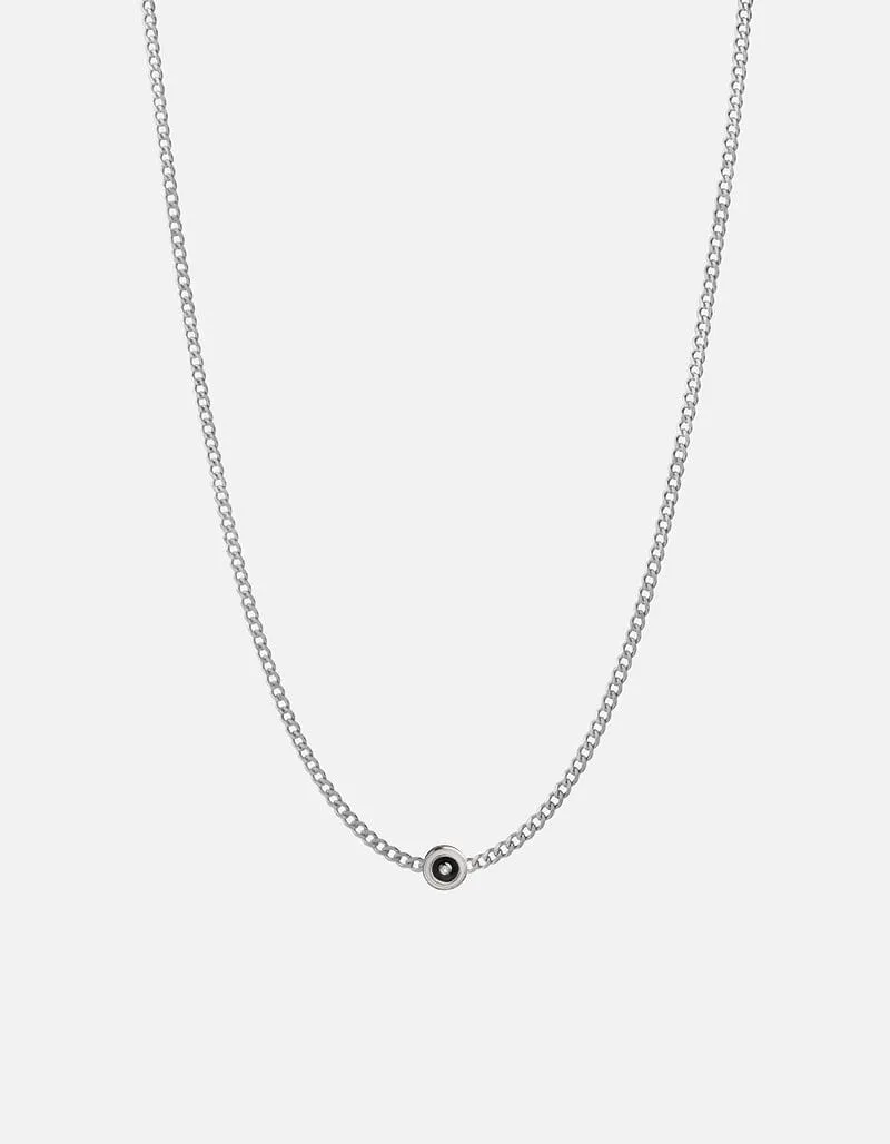 Opus Sapphire Type Chain Necklace, Sterling Silver/Black