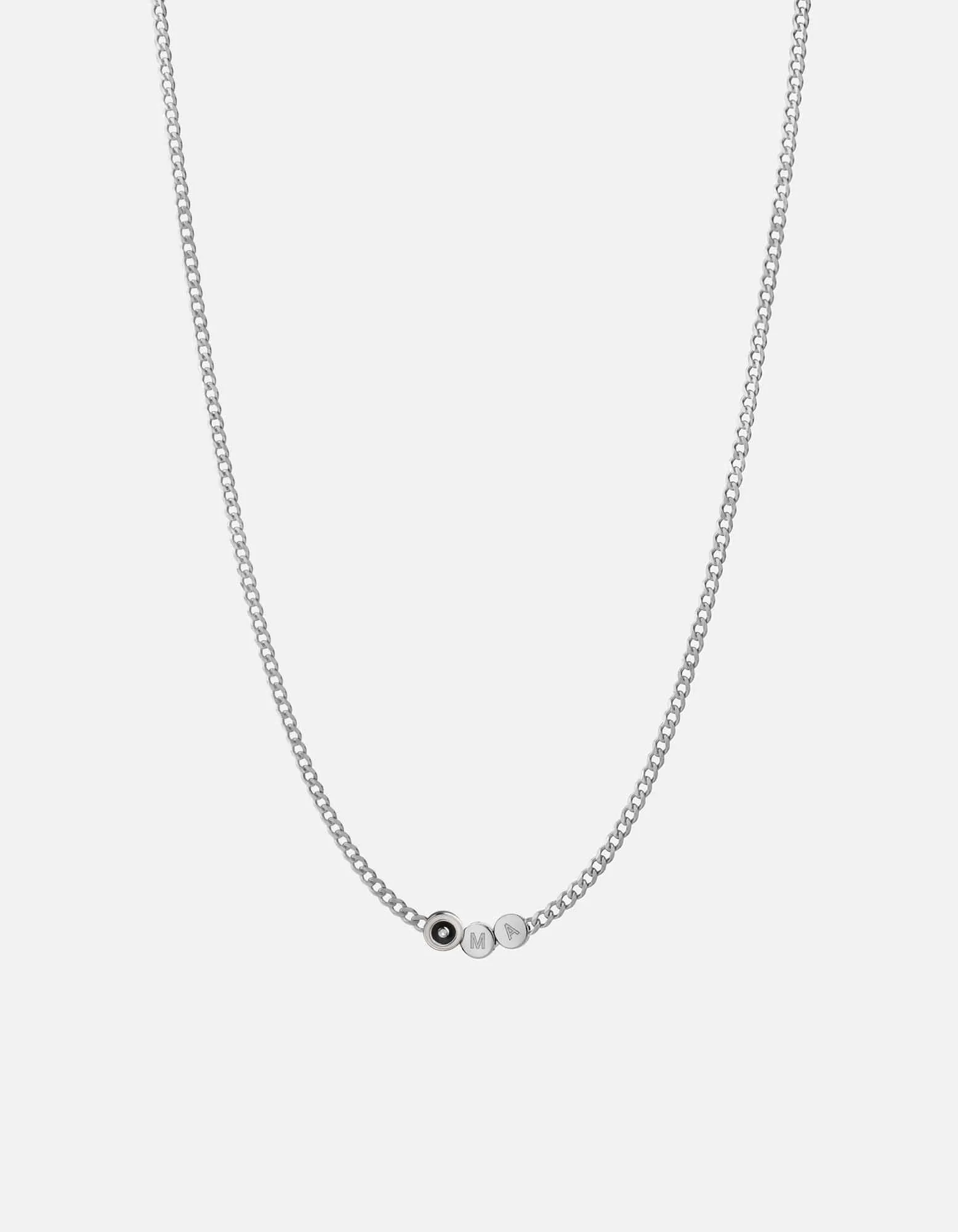 Opus Sapphire Type Chain Necklace, Sterling Silver/Black