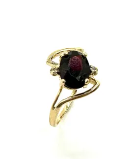 Oval Garnet & Diamond Accent Bypass Ring