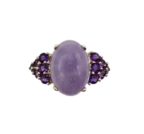 Oval Lavender Jade and Amethyst Ring