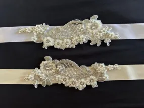 Pearl and Diamante Floral ribbon Belt