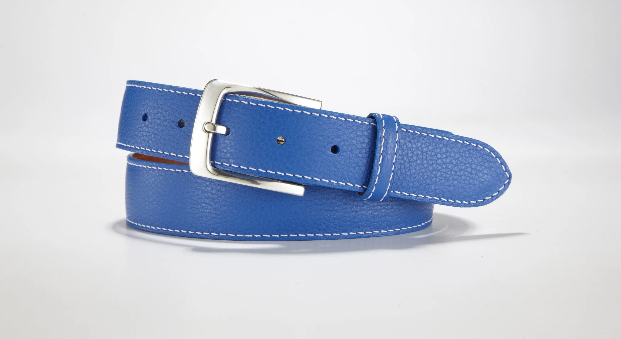 Pebble Grain Leather 1 3/8" - 35mm (Navy Blue)