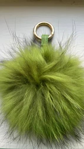 Peia Fur Pom Pom Keyring in Green