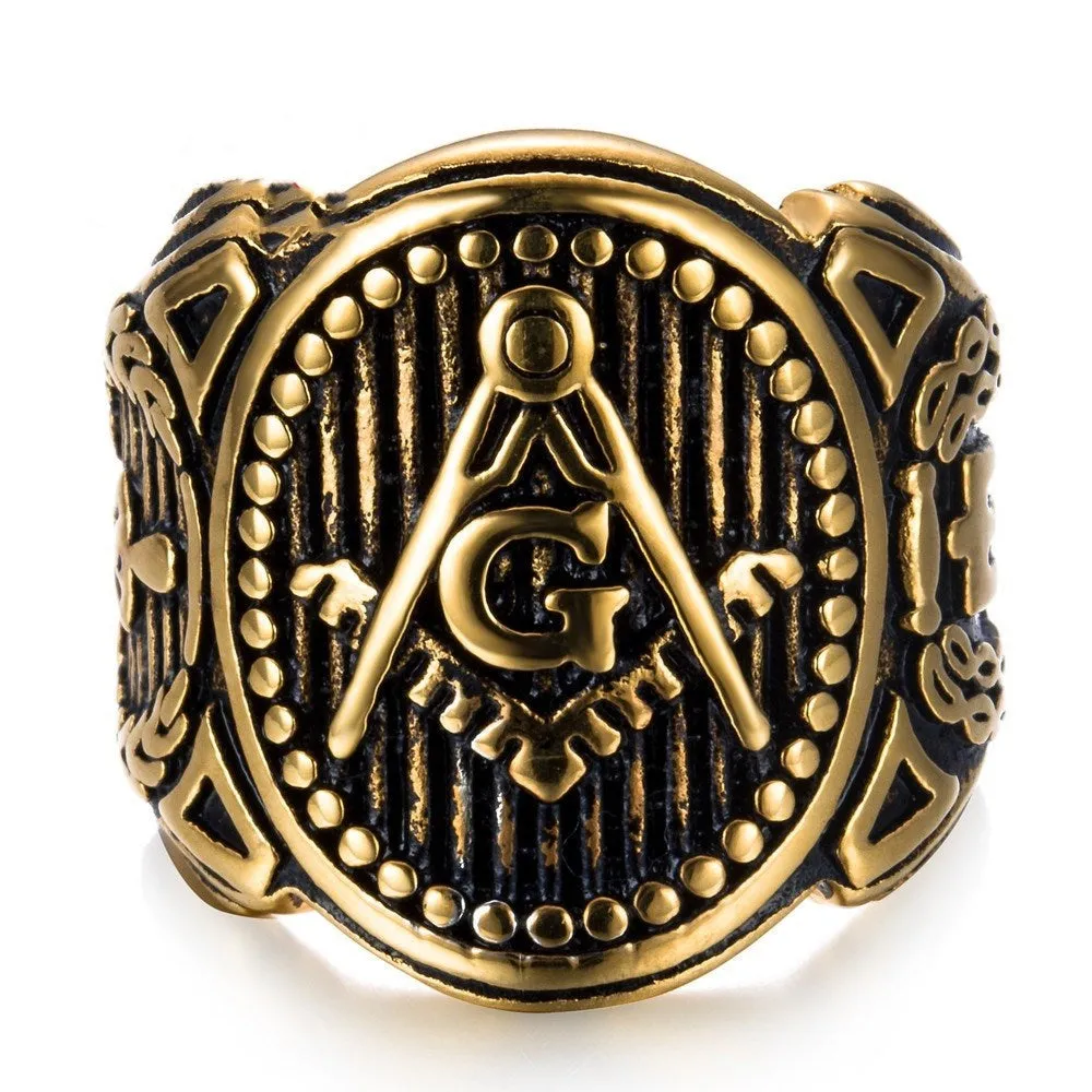 personality golden masonic Vintage ring Masonic Compass G Ring Freemason Vintage Ring