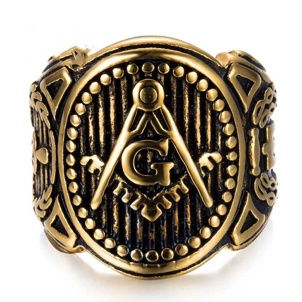 personality golden masonic Vintage ring Masonic Compass G Ring Freemason Vintage Ring