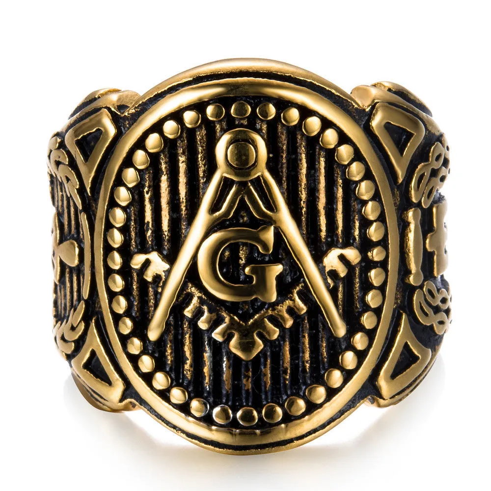 personality golden masonic Vintage ring Masonic Compass G Ring Freemason Vintage Ring