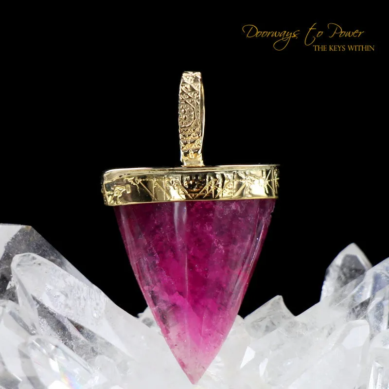 Pink Tourmaline Light Language Pendant 22k