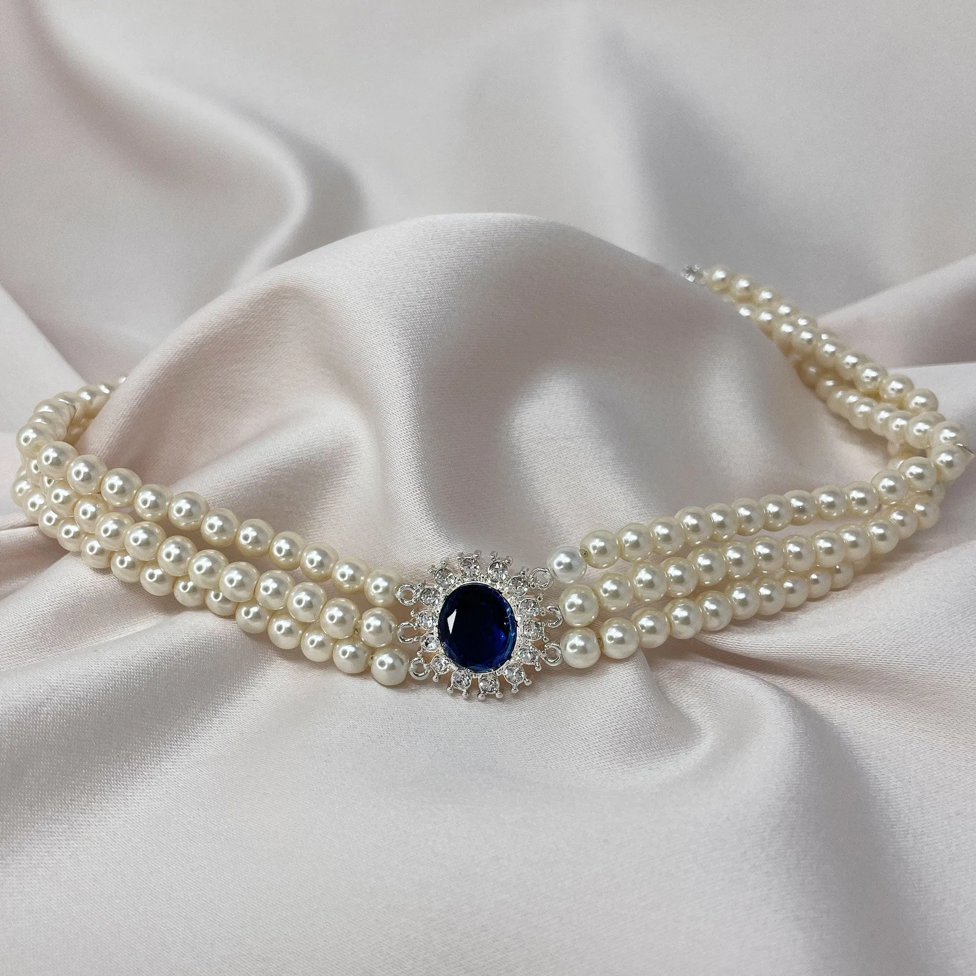 Princess Diana Inspired Pearl choker: Vintage Sapphire Necklace