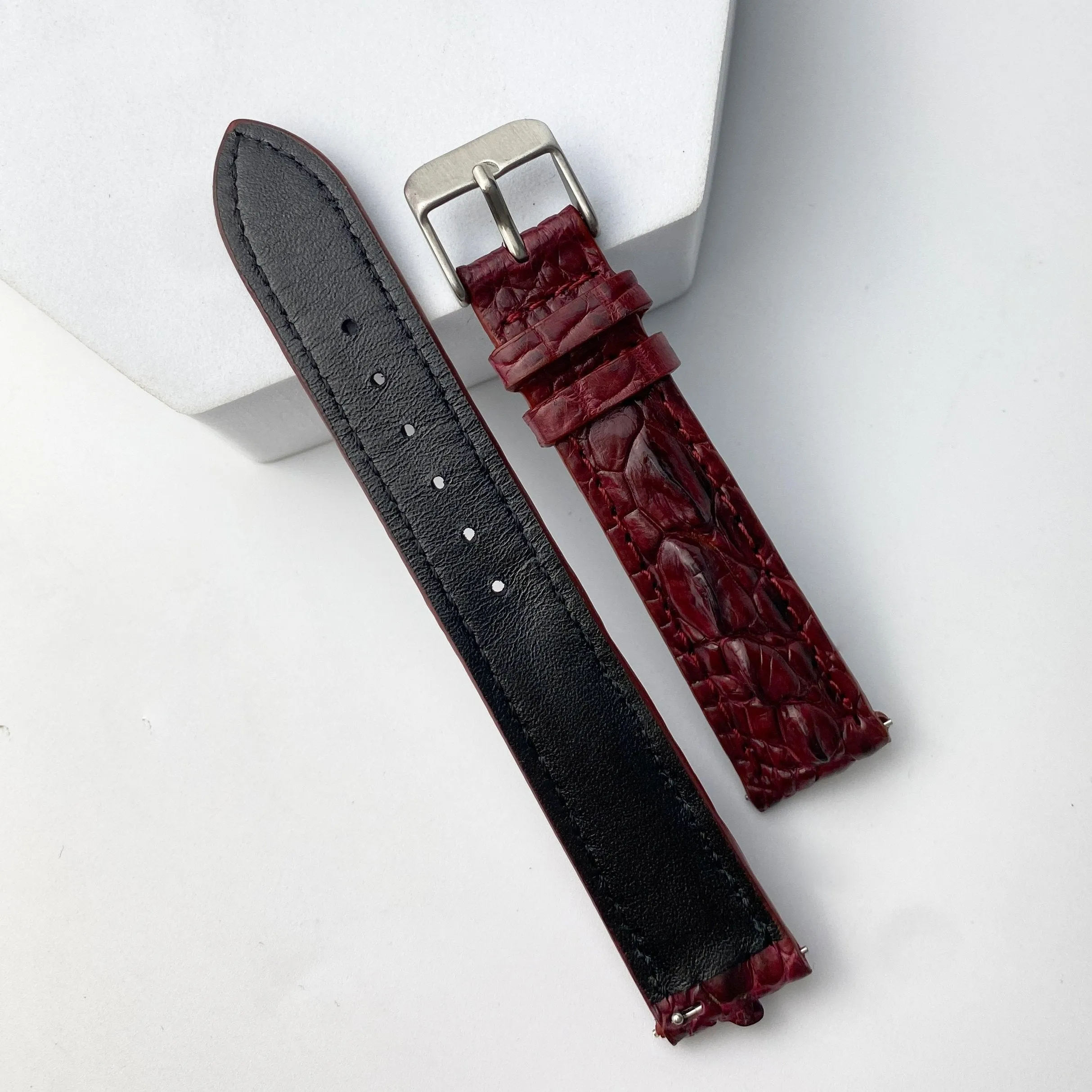 Purple Alligator Leather Watch Band For Men | Premium Crocodile Quick Release Replacement Wristwatch Strap | DH-109