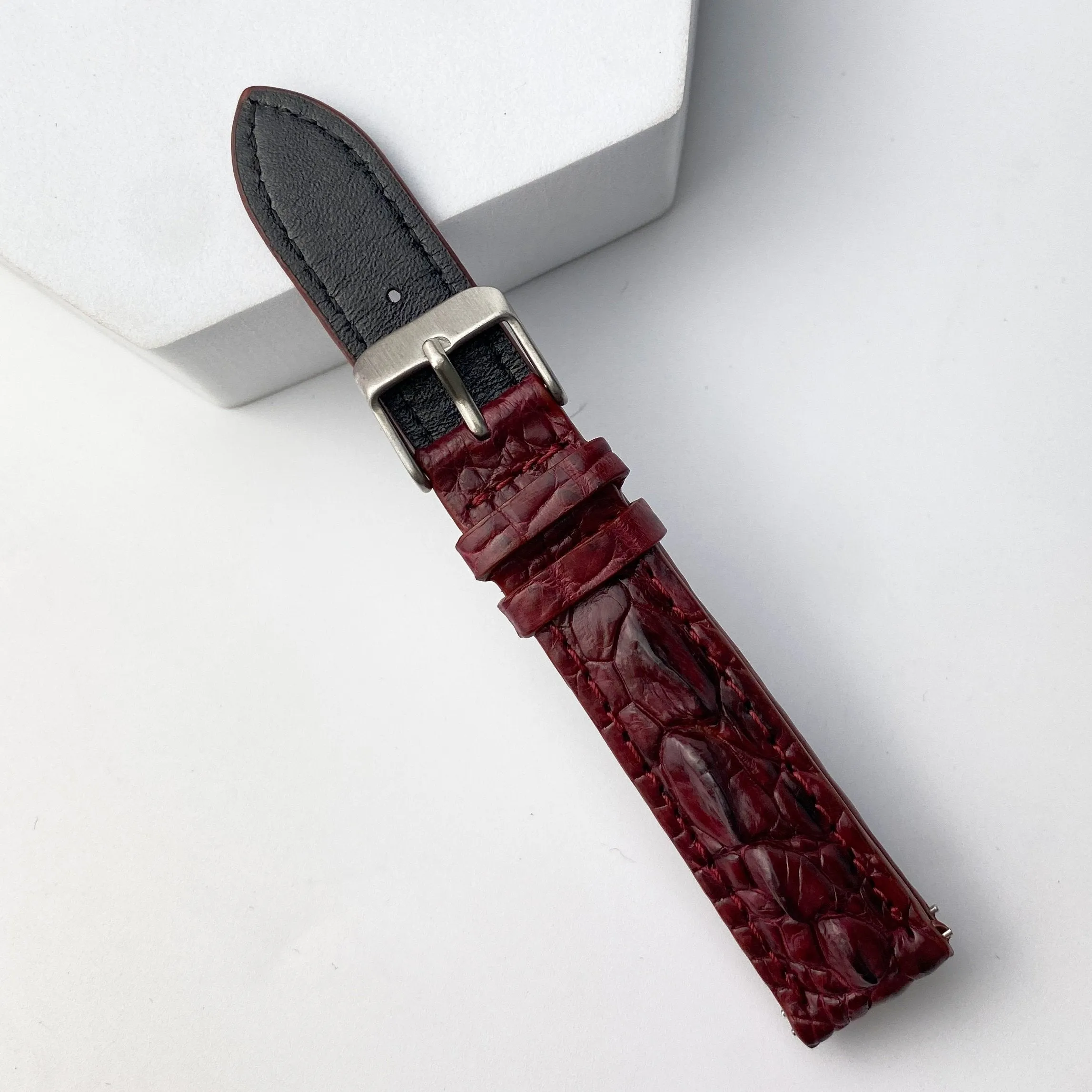 Purple Alligator Leather Watch Band For Men | Premium Crocodile Quick Release Replacement Wristwatch Strap | DH-109