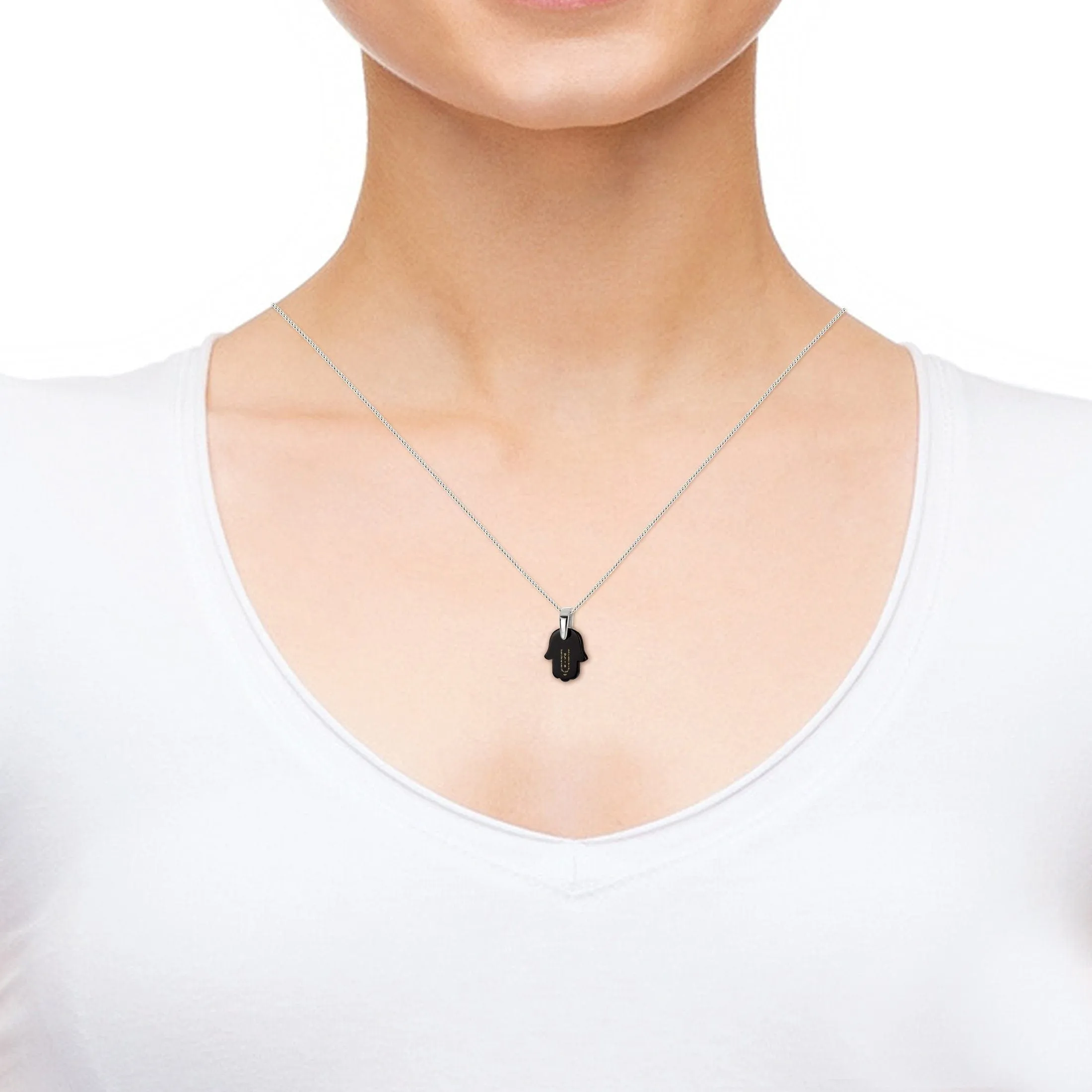 "Priestly Blessing", 925 Sterling Silver Necklace, Onyx