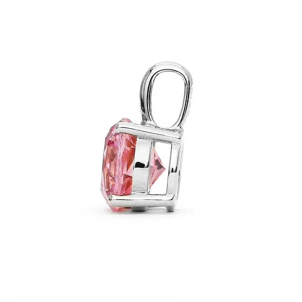 Ready Made | Phoebe Round Pink Lab Grown Sapphire Pendant in 18K White Gold