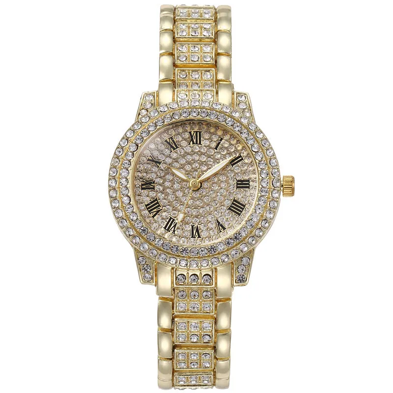 Retro Diamonds Thin Strap Business Women's Watch Simple Business Style Quartz Watch