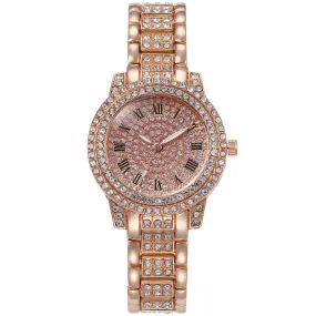 Retro Diamonds Thin Strap Business Women's Watch Simple Business Style Quartz Watch