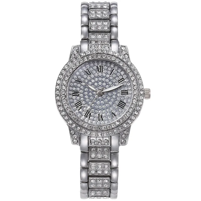 Retro Diamonds Thin Strap Business Women's Watch Simple Business Style Quartz Watch