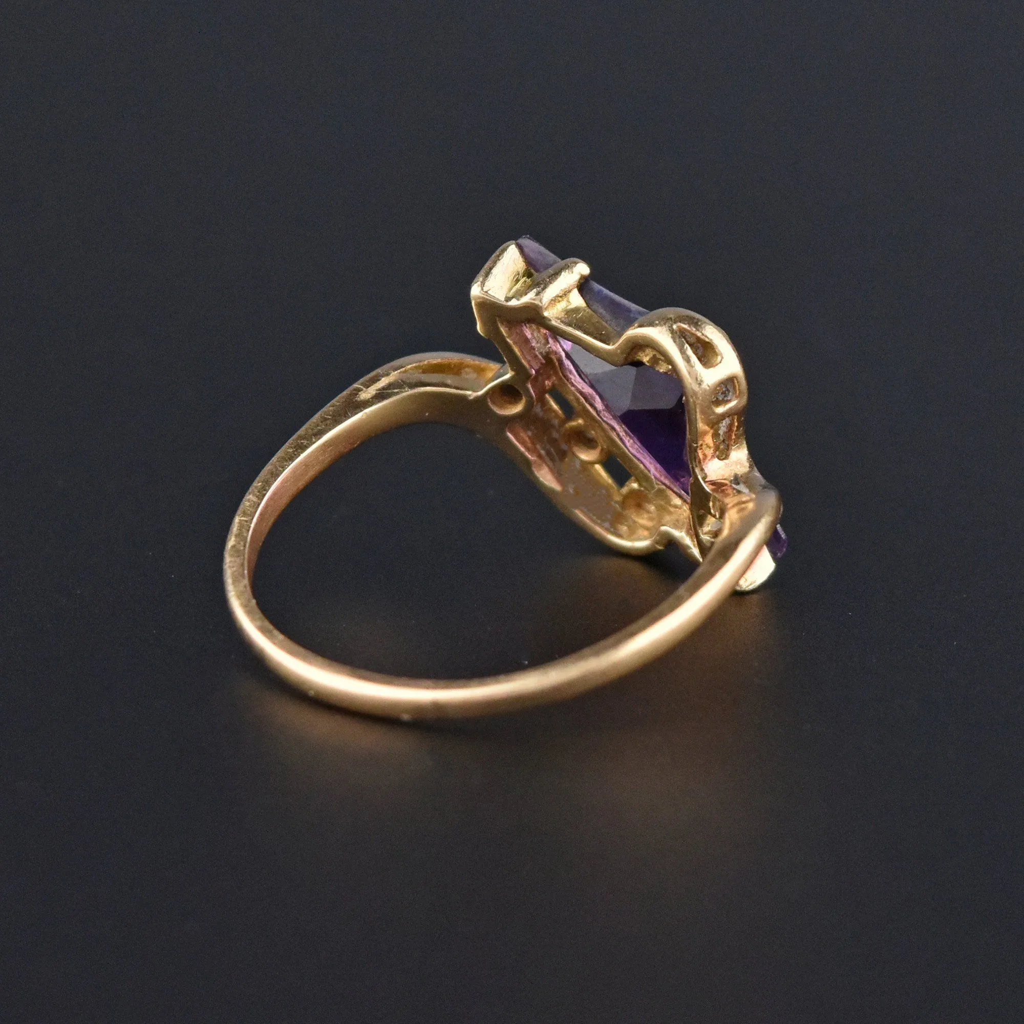 Retro Gold Fancy Cut Purple Sapphire Ring