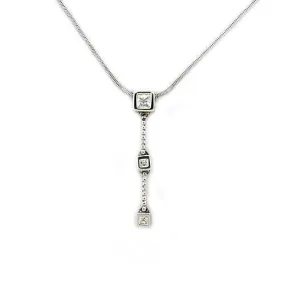 Rhodium 925 Sterling Silver Chain Pendant with AAA Grade CZ in Clear for Women Style LOAS1314