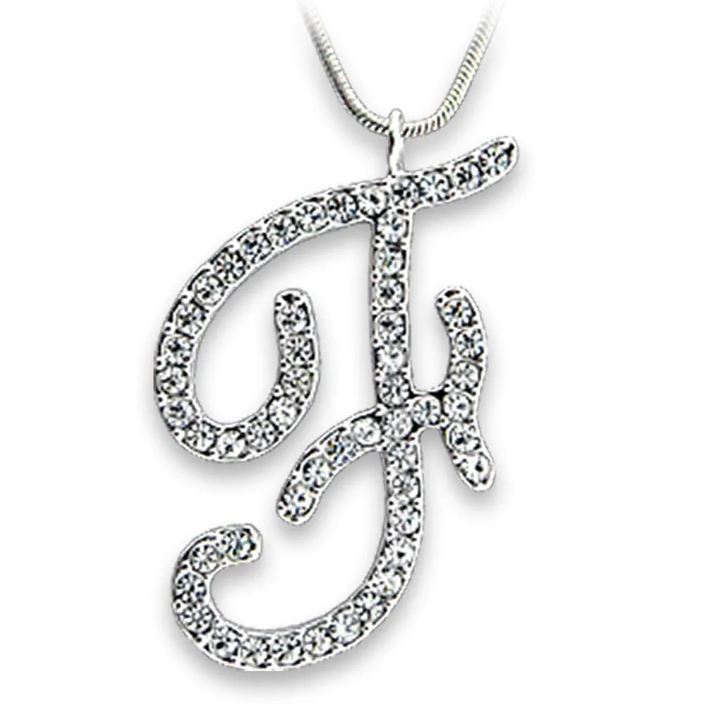 Rhodium Brass Pendant with Top Grade Crystal in Clear for Women Clear Stone Color Style OT119