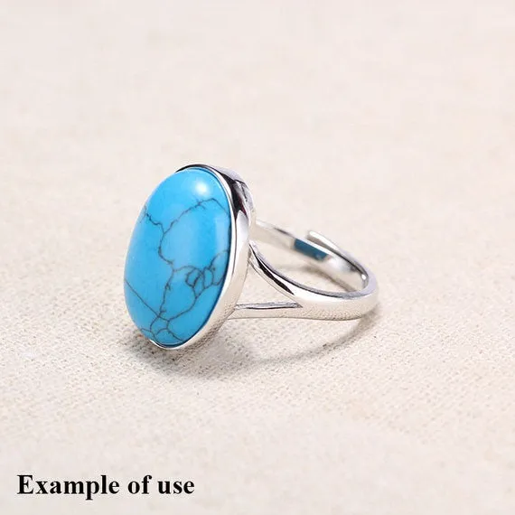 Ring Setting Blank Bezel 7-20mm 1pc 2.2g 925 Sterling Silver Adjustable for 1 Oval Shape Cabochon Cameo No Prongs Wholesale Available