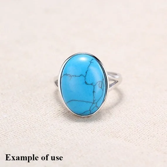 Ring Setting Blank Bezel 7-20mm 1pc 2.2g 925 Sterling Silver Adjustable for 1 Oval Shape Cabochon Cameo No Prongs Wholesale Available