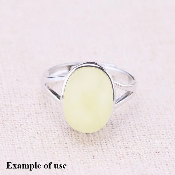 Ring Setting Blank Bezel 7-20mm 1pc 2.2g 925 Sterling Silver Adjustable for 1 Oval Shape Cabochon Cameo No Prongs Wholesale Available