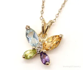 Ross Simons Multi Gemstone Butterfly Gold Vermeil Sterling Silver Necklace