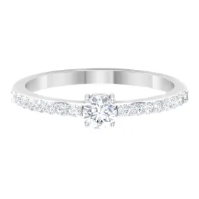 Round Diamond Solitaire Ring with Side Stones