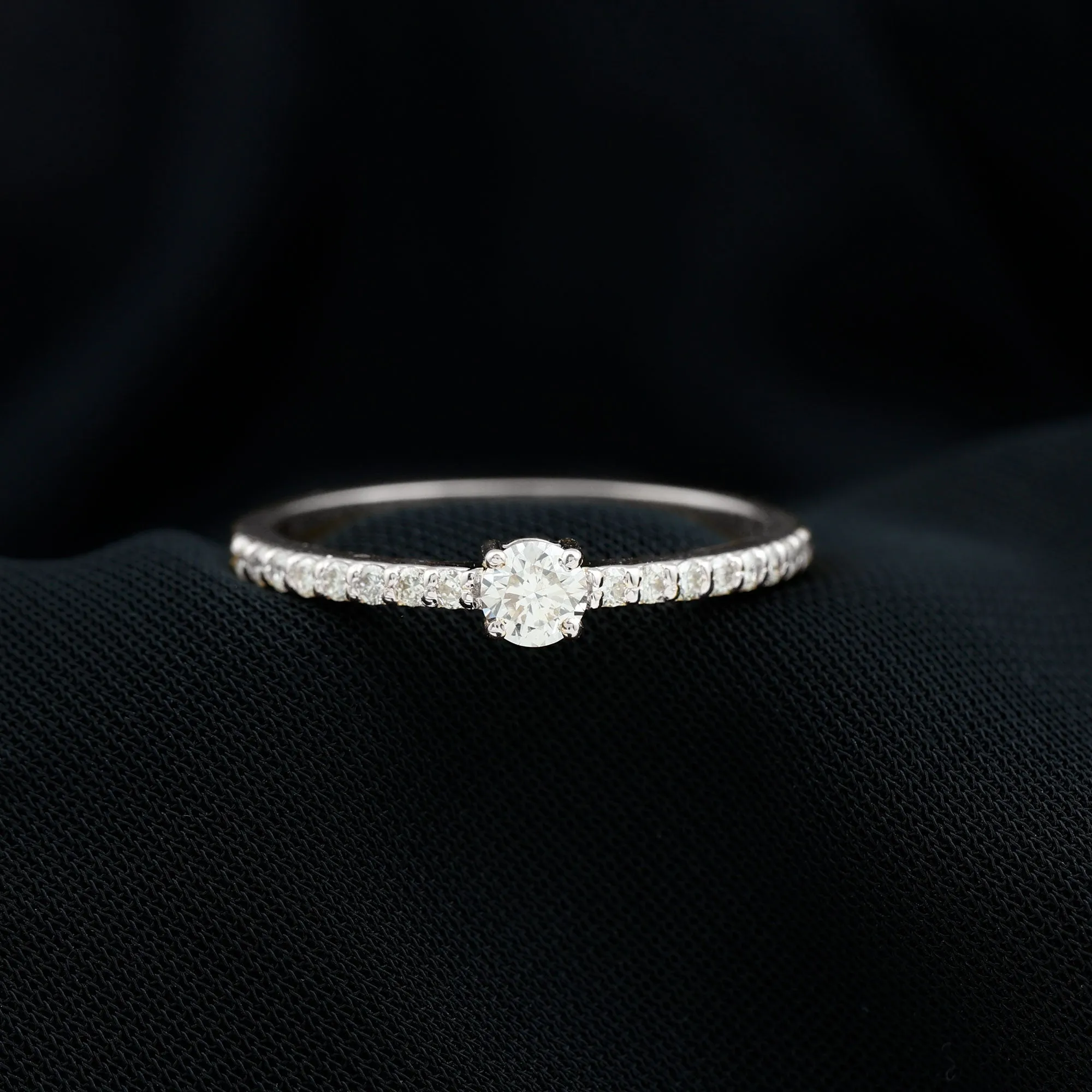 Round Diamond Solitaire Ring with Side Stones