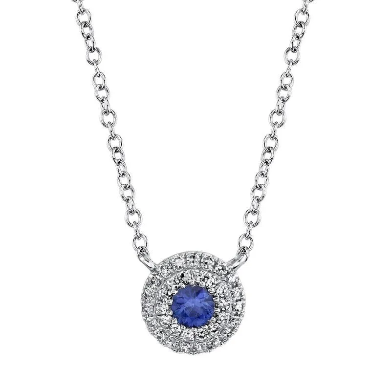 Round Sapphire Diamond Necklace