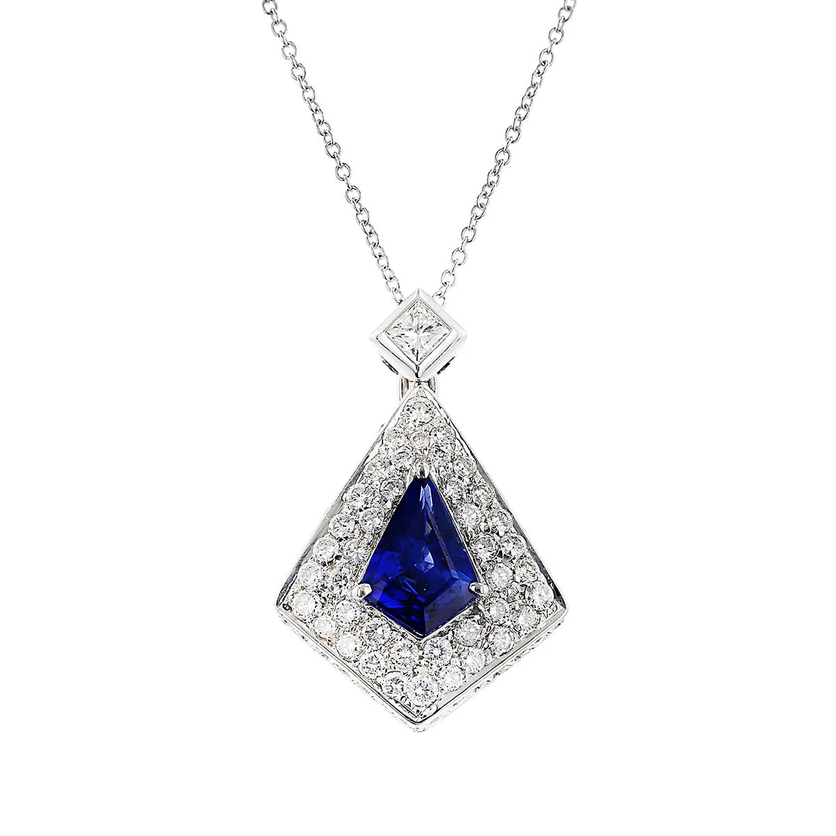 Salavetti Blue Sapphire and Diamond Pendant Necklace