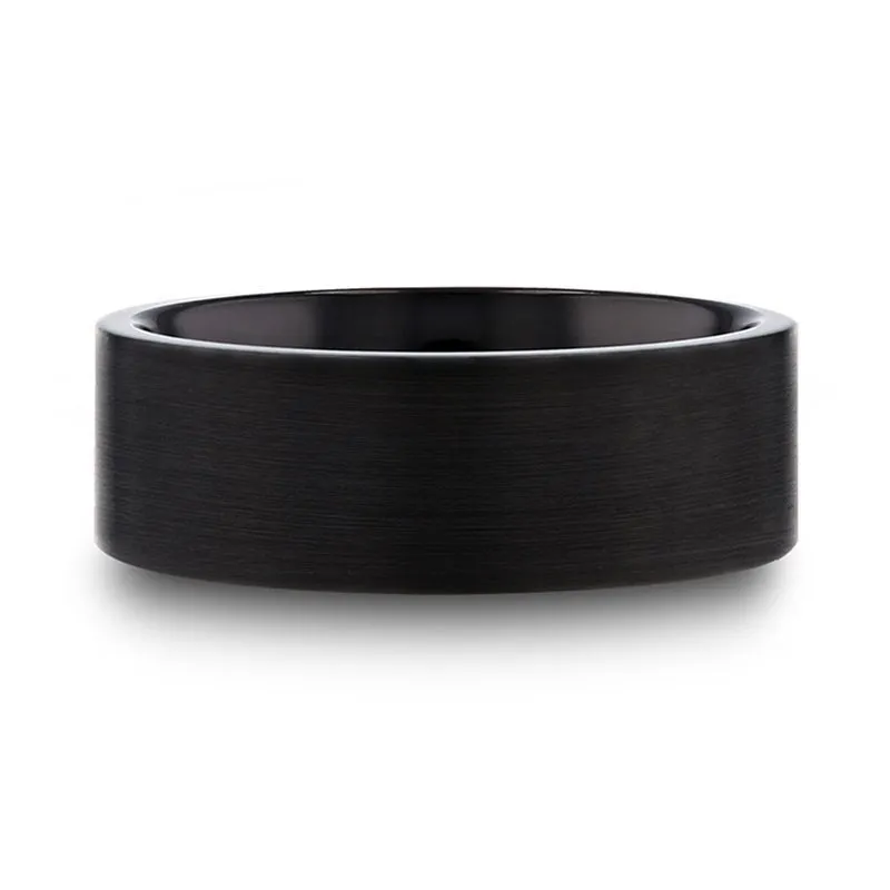 SAN BERNARDINO | Black Titanium Ring, Flat Brushed