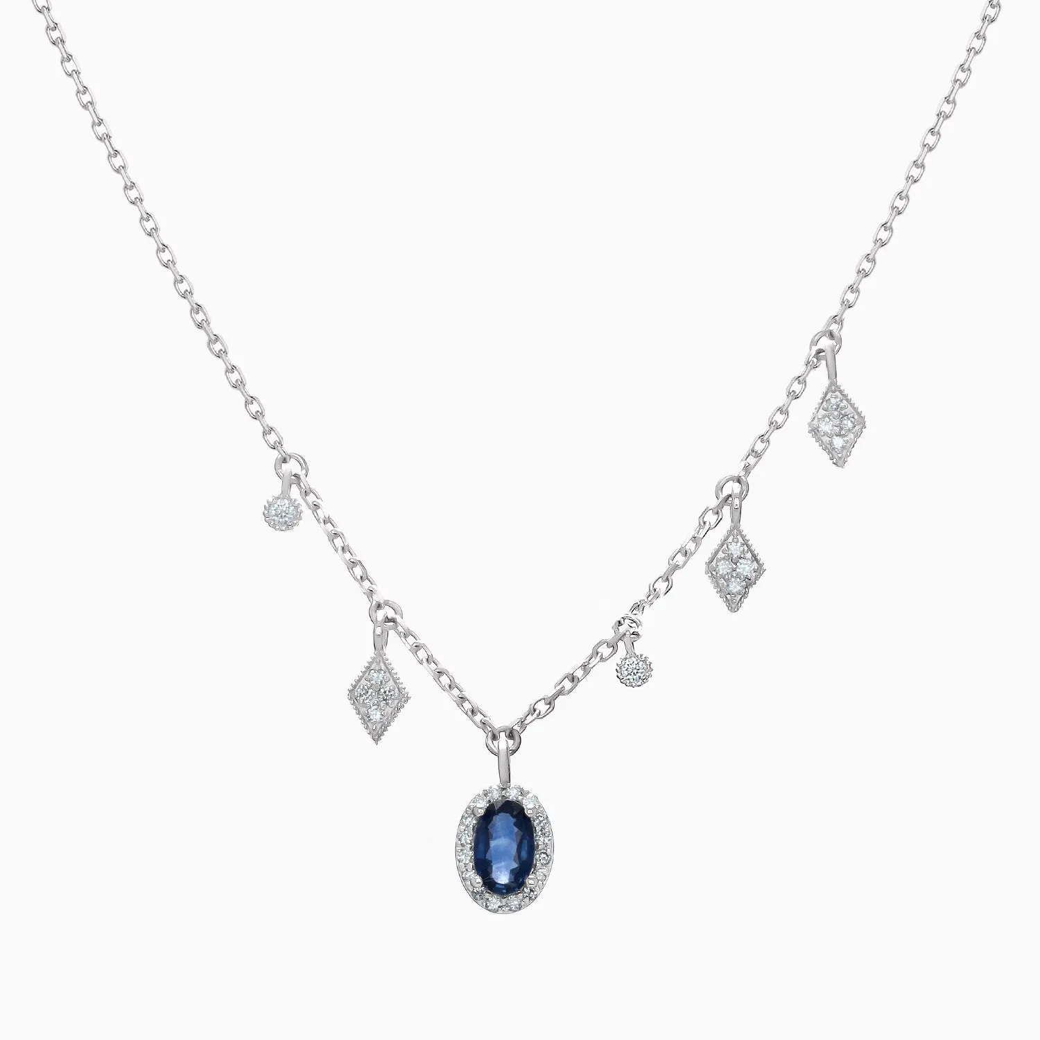 Sapphire and Diamonds Charm Necklace