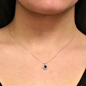 Sapphire Pendant 14k White Gold Necklace