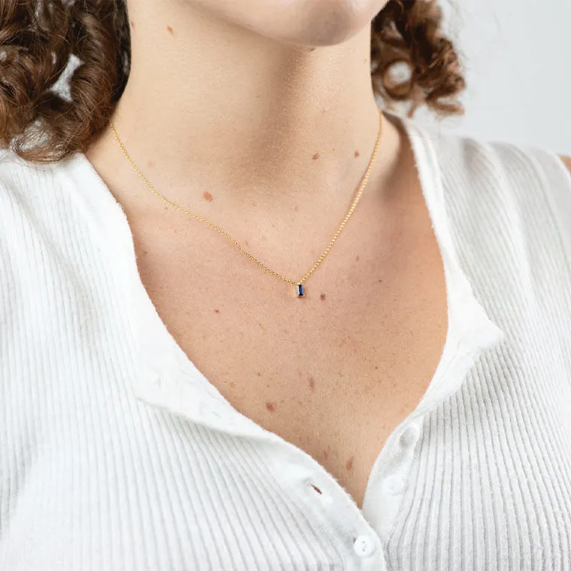 SAPPHIRE PETITE BAGUETTE NECKLACE