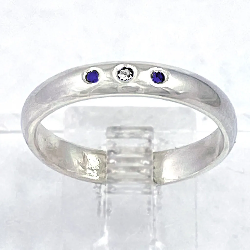 Sapphires & Diamond Trio Ring (size 6)