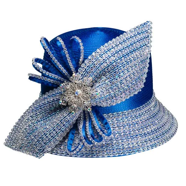 Satin Rhinestone Beaded Brim With  Beaded-Stone: Royal