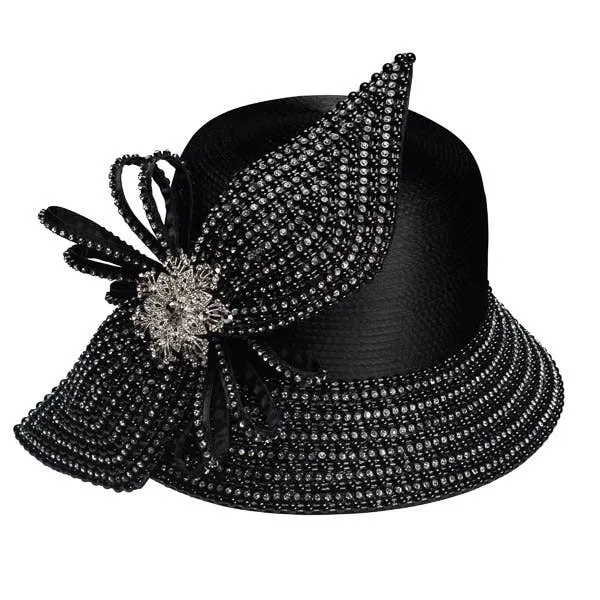 Satin Rhinestone Beaded Brim With  Beaded-Stone: Royal