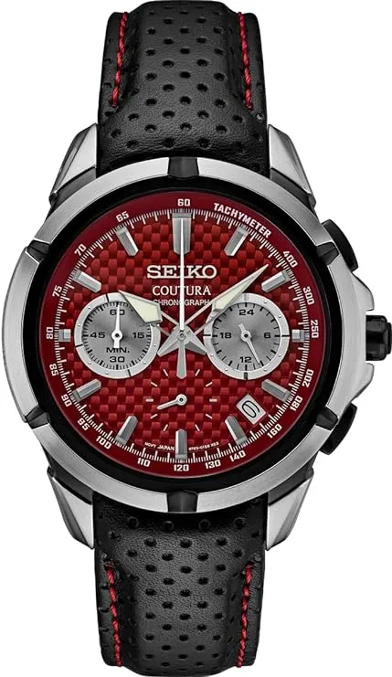 Seiko Coutura Quartz Chronograph 42.0 mm Red Dial Men's Watch (SSB435)