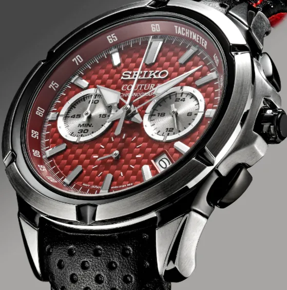 Seiko Coutura Quartz Chronograph 42.0 mm Red Dial Men's Watch (SSB435)