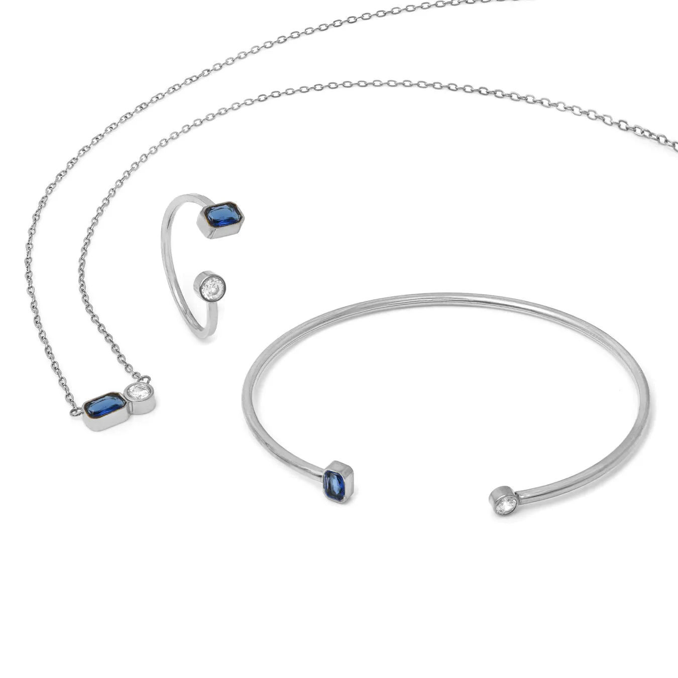 September Sapphire Birthstone Gift Set - Silver