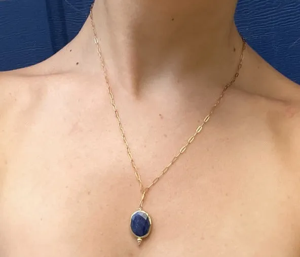 silk road - sapphire bezel necklace