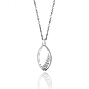 Silver & Co Marquise Shape Cubic Zirconia Detail Chain Pendant SPG0054CZ