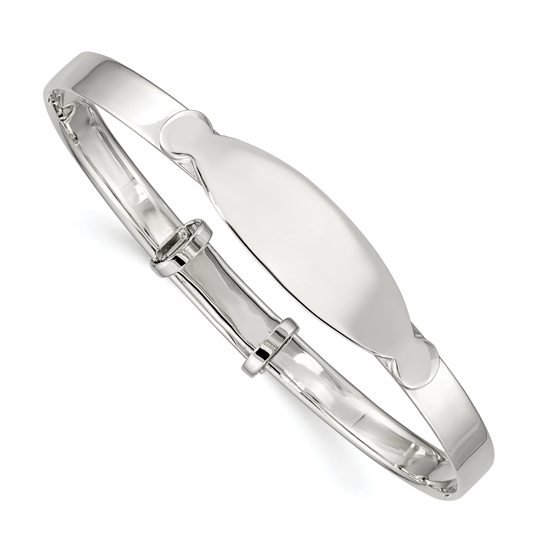 Silver I.D Adjustable Child Bangle Bracelet