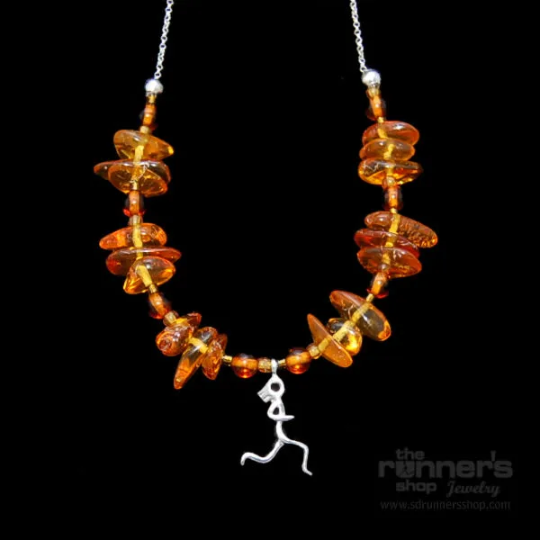 Silver "Atalanta" Runner and Amber Necklace