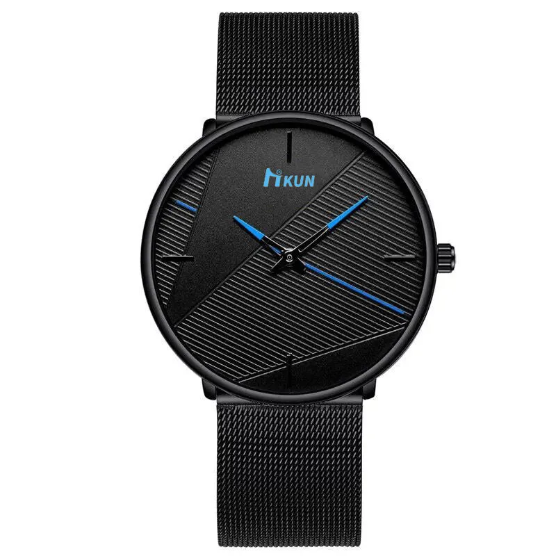 Simple Men's Mesh Strap Watch Fashion Trend Belt Quartz Wrist Watch