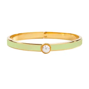 Skinny Cabochon Pearl Meadow & Gold Bangle