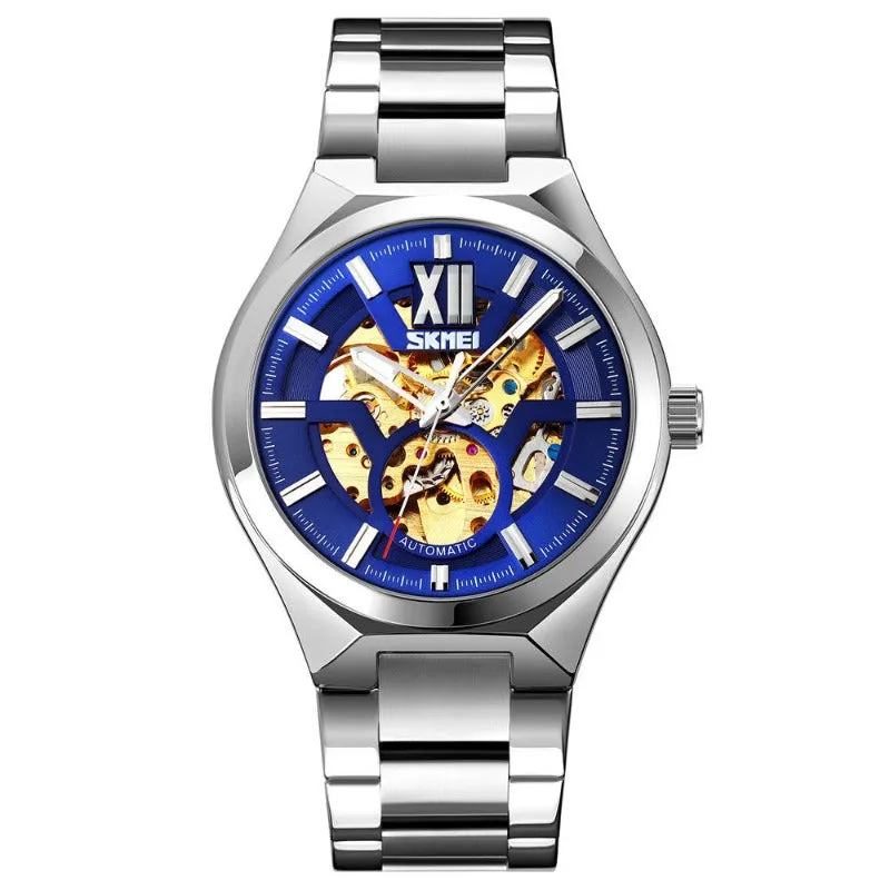 SKMEI 9258 Luxury Men's Automatic Mechanical Skeleton Watch with Visible Gears