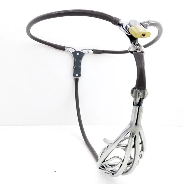 Slave Male Pants Metal Chastity Belt