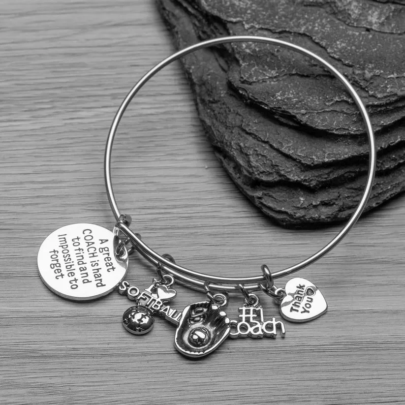 Softball Coach Bangle Bracelet