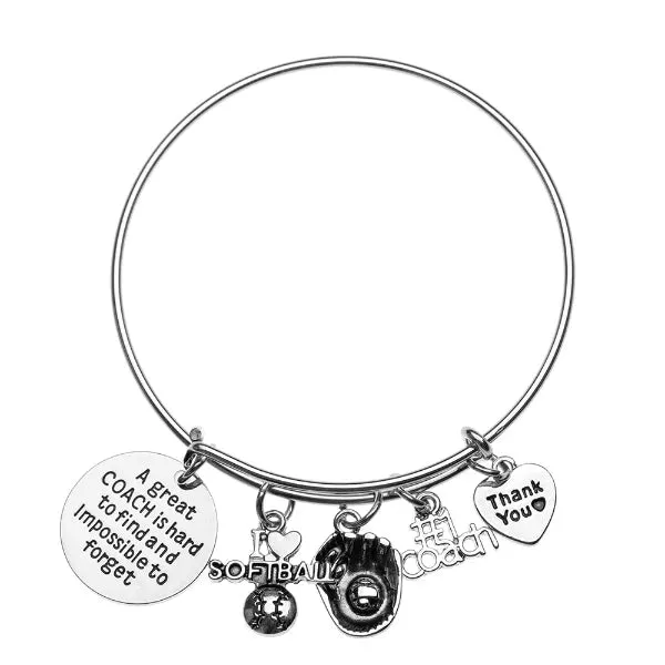 Softball Coach Bangle Bracelet